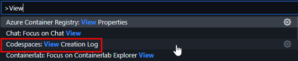 View Creation Log